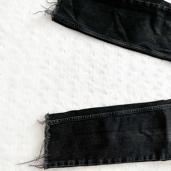 ZARA Faded Black High Rise Raw Hem Denim Jeans - Picture 6 of 13